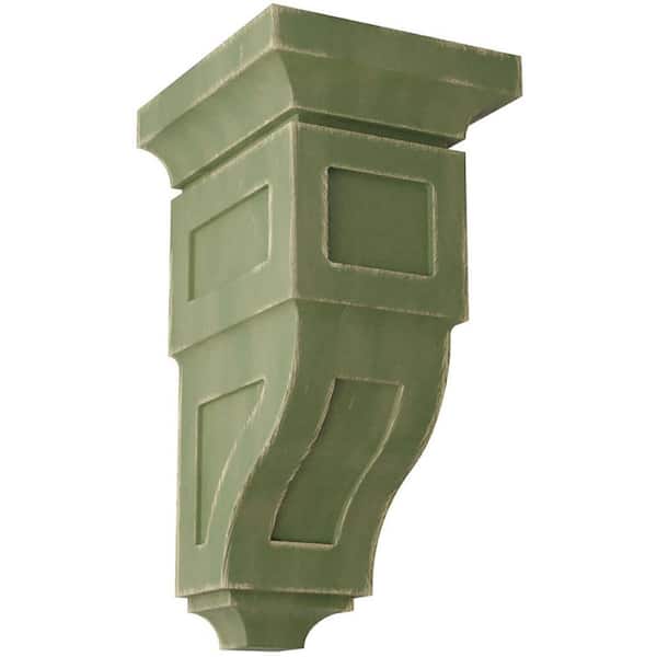 Ekena Millwork 6 in. x 12 in. x 6-3/4 in. Restoration Green Large Reyes Wood Vintage Decor Corbel