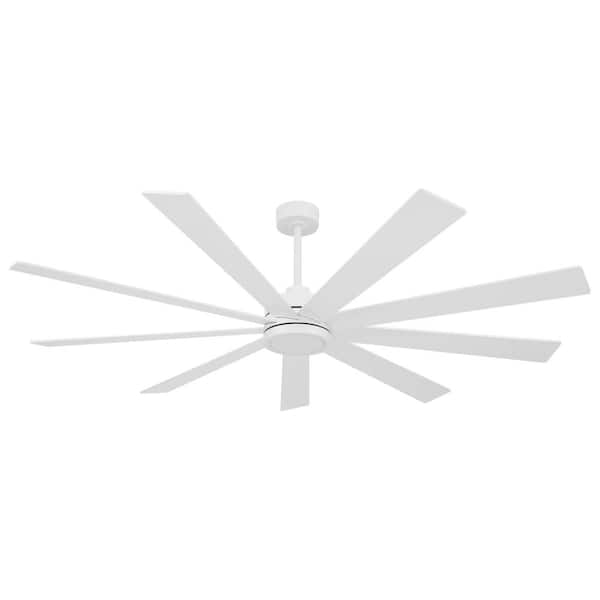 65 in. (5.4 ft. ) Indoor Ceiling Fan Without Light, 8-Plywood Blades, White