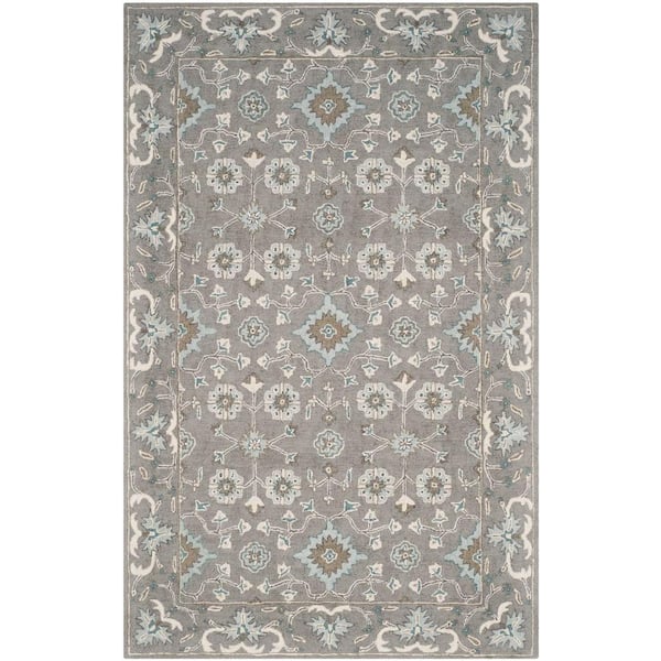 SAFAVIEH Blossom Grey 5 ft. x 8 ft. Border Area Rug