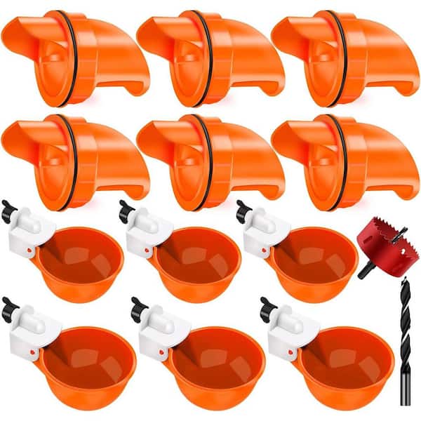 KIWDZFU Chicken Feeder No Waste Automatic Poultry Feeder Ports Kit with Waterer Set Rain-Proof Easy Install 6 Feeders 6 Waterers