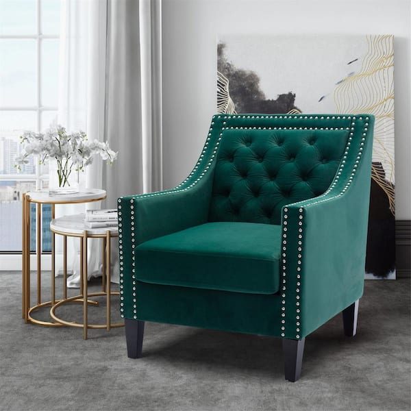 green accent armchair