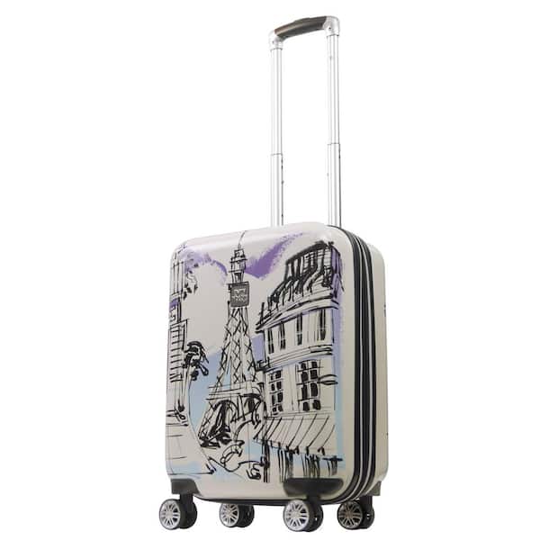 Ful Emily in Paris 21 in. Hardside Expandable luggage WHITE/BLUE