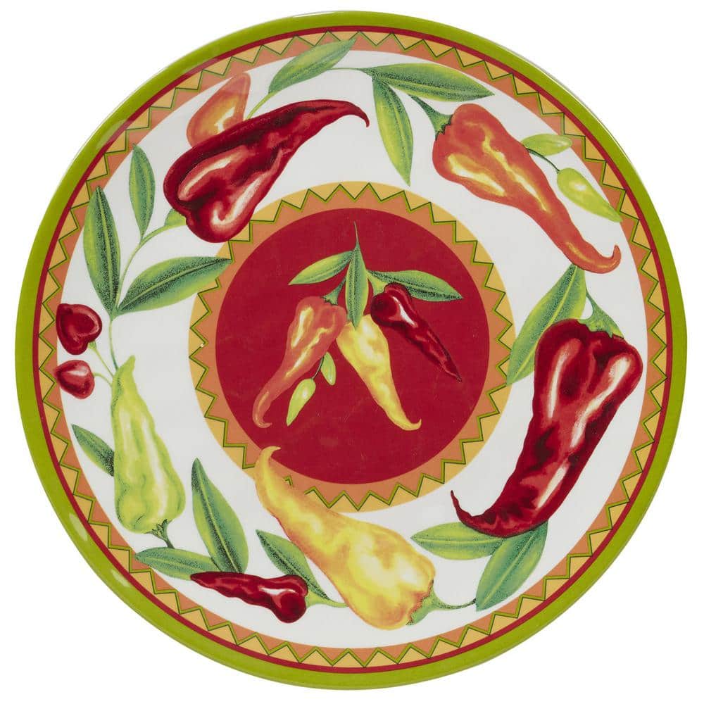 Red Hot Chili Pepper Melamine Dinnerware Set, Service for 4