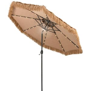 10 ft. Steel Market Solar Manual Tilt  Hawaiian Style Thatched Tiki Patio Umbrella