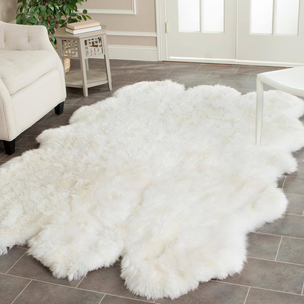 Handmade Ivory Sheepskin Shag Rug 4' x 6'