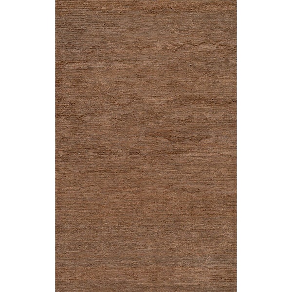 Griffin Rustic Farmhouse Woven Jute Solid Brown 5 ft. x 8 ft. Area Rug