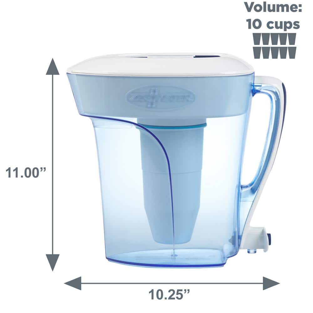 ZeroWater 10-Cup Blue and White Water Filtration Pitcher