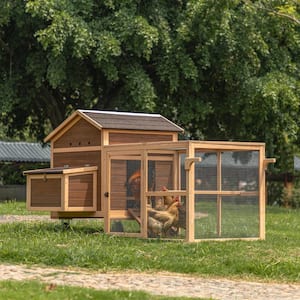 80.9 in. Chicken Coop with Wheels and handrails Nesting Box Easy Cleaning, Weatherproof Poultry Cage, Rabbit Hutch