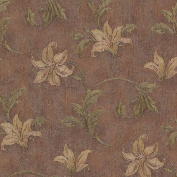 Mirage 56 sq. ft. Palace Copper Floral Scroll Wallpaper