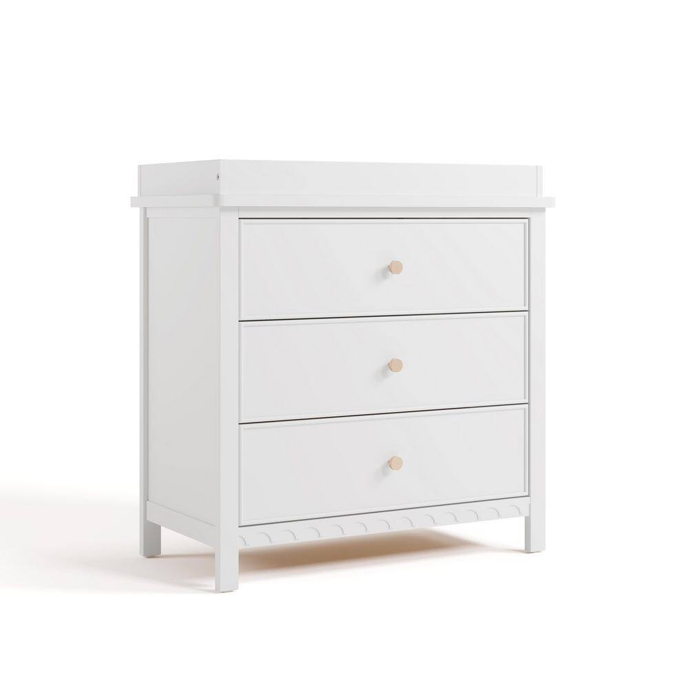 Sasha White 3 Drawer 35.47" Dresser with Changing Topper