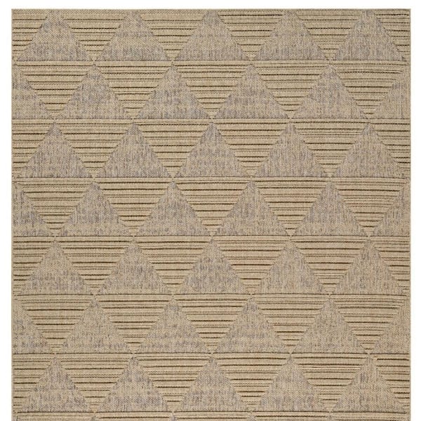 Beige, Brown 7 ft. x 10 ft. Woven Geometric Polypropylene Rectangle Indoor/Outdoor Area Rug