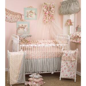 Tea Party 4-Piece Floral Cotton Blend Crib Bedding Set