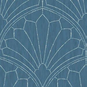 Scallop Medallion Steel Blue and Ivory Geometric Paper Strippable Roll (Covers 56.05 sq. ft.)