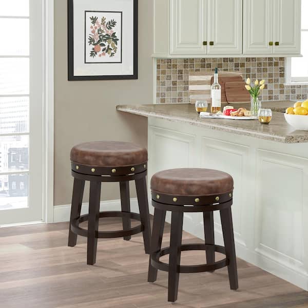 Benard 24.5 in. Deep Smoke Brown Backless Counter Stool