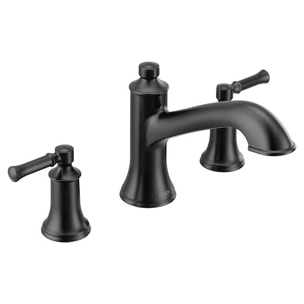 MOEN Dartmoor 2-Handle Deck-Mount Roman Tub Faucet Trim Kit in Matte Black (Valve Not Included)