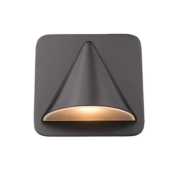 Unbranded Obelisk 6.25 in Outdoor Rubbed Bronze Outdoor Hardwired Lantern Wall Sconce with Integrated LED