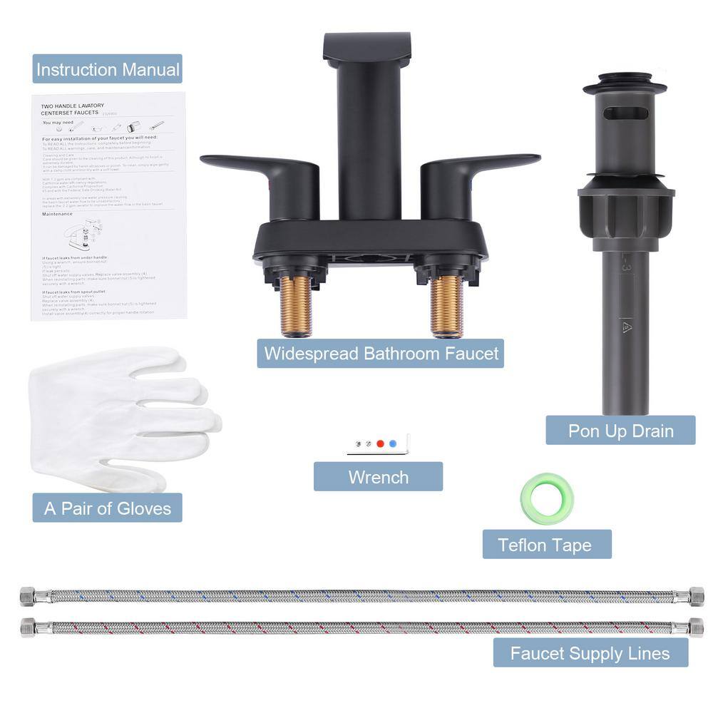 Matte Black Stainless Steel Double Handle Bathroom Faucet