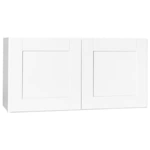 Shaker Satin White Stock Assembled Wall Bridge Kitchen Cabinet (36 in. x 18 in. x 12 in.)