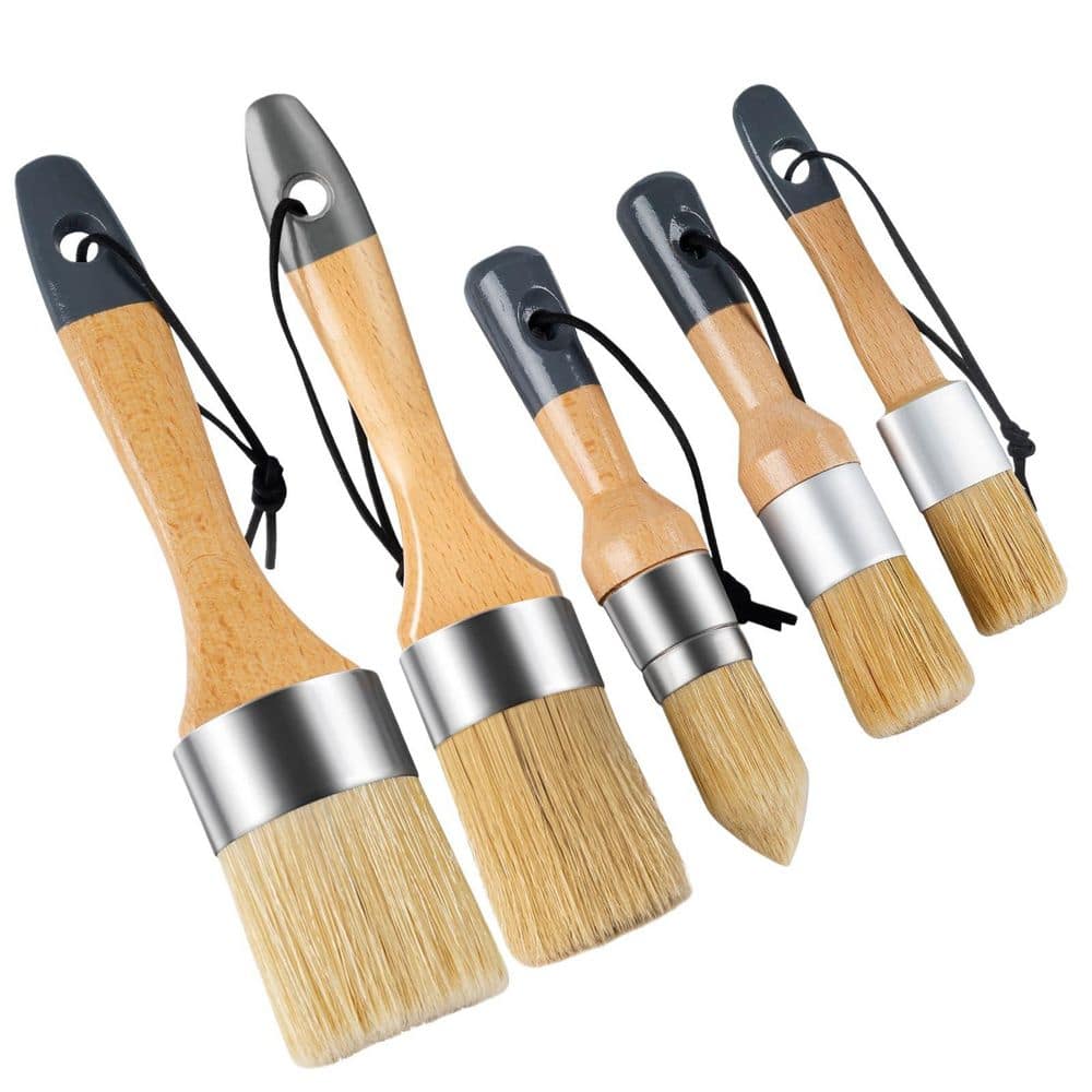 5 Pcs Wood Natural Bristles 6.3 in. x 2.4 in. Chalk Wax Paint Brush for Waxing and Stenciling DIY Home Decor Art Crafts price history on PriceWatchPro