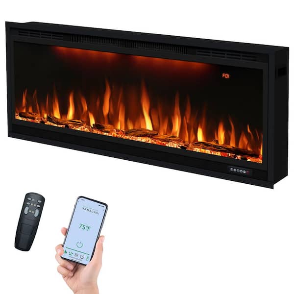 Prismaster ...keeps your home stylish 42 in. Smart Wall-Mounted Recessed Electric Fireplace Insert with App, Lifelike Flames, Logs, Crystals, 5100 BTU