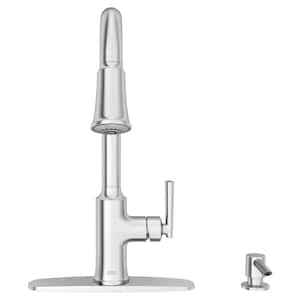 Raviv Single Handle Pull Down Sprayer Kitchen Faucet with Triple Spray and Lever Handles in Stainless Steel