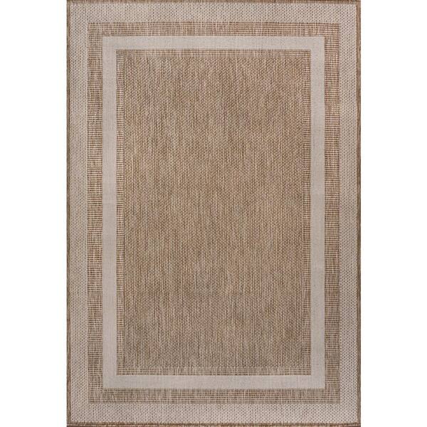 Dover Classic 3-Stripe Border Beige/Cream 4 ft. x 6 ft. Indoor/Outdoor Area Rug
