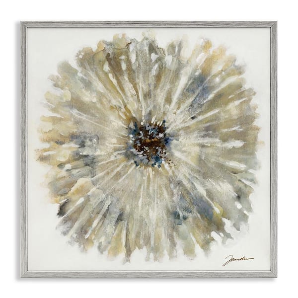 Stupell Industries Neutral Rustic Abstract Flower by Liz Jardine Gray Framed Nature Giclee Art Print 12 in. x 12 in.