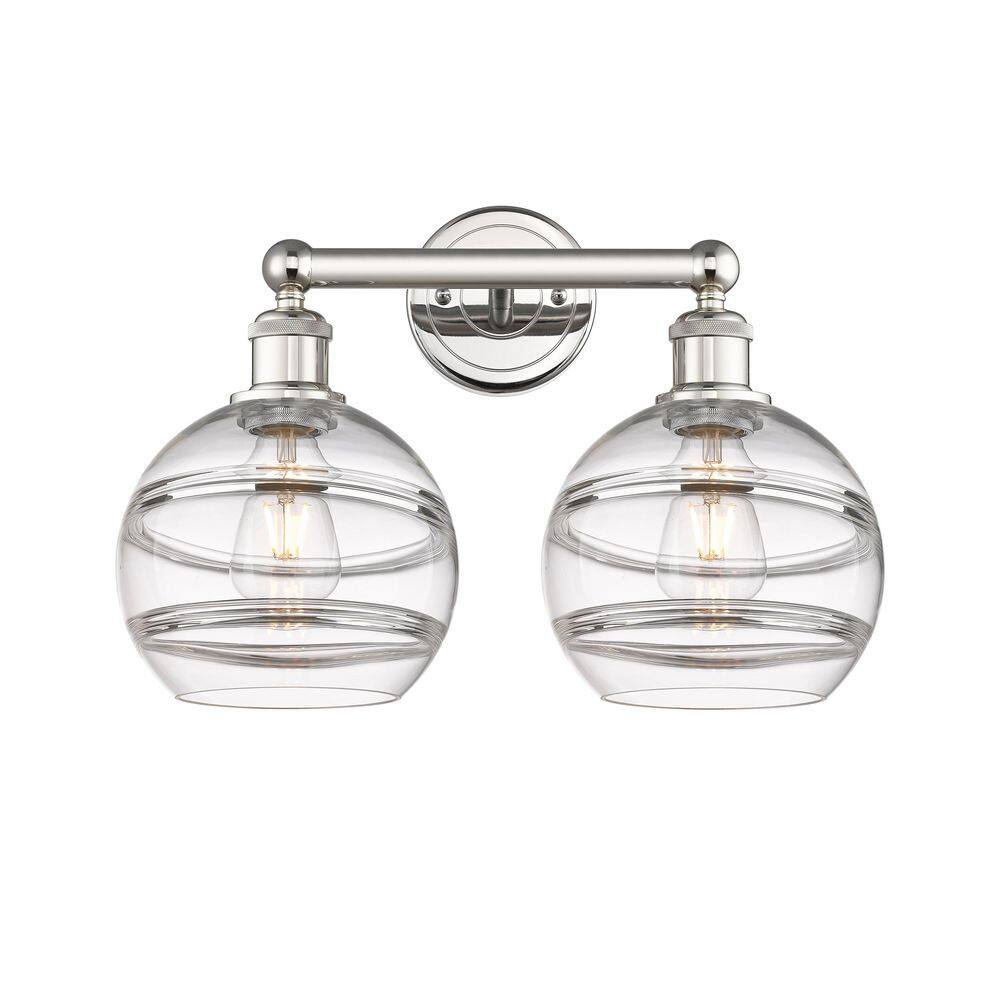 Rochester 17 in. 2-Light Polished Nickel Vanity Light with Glass Shade price history on PriceWatchPro