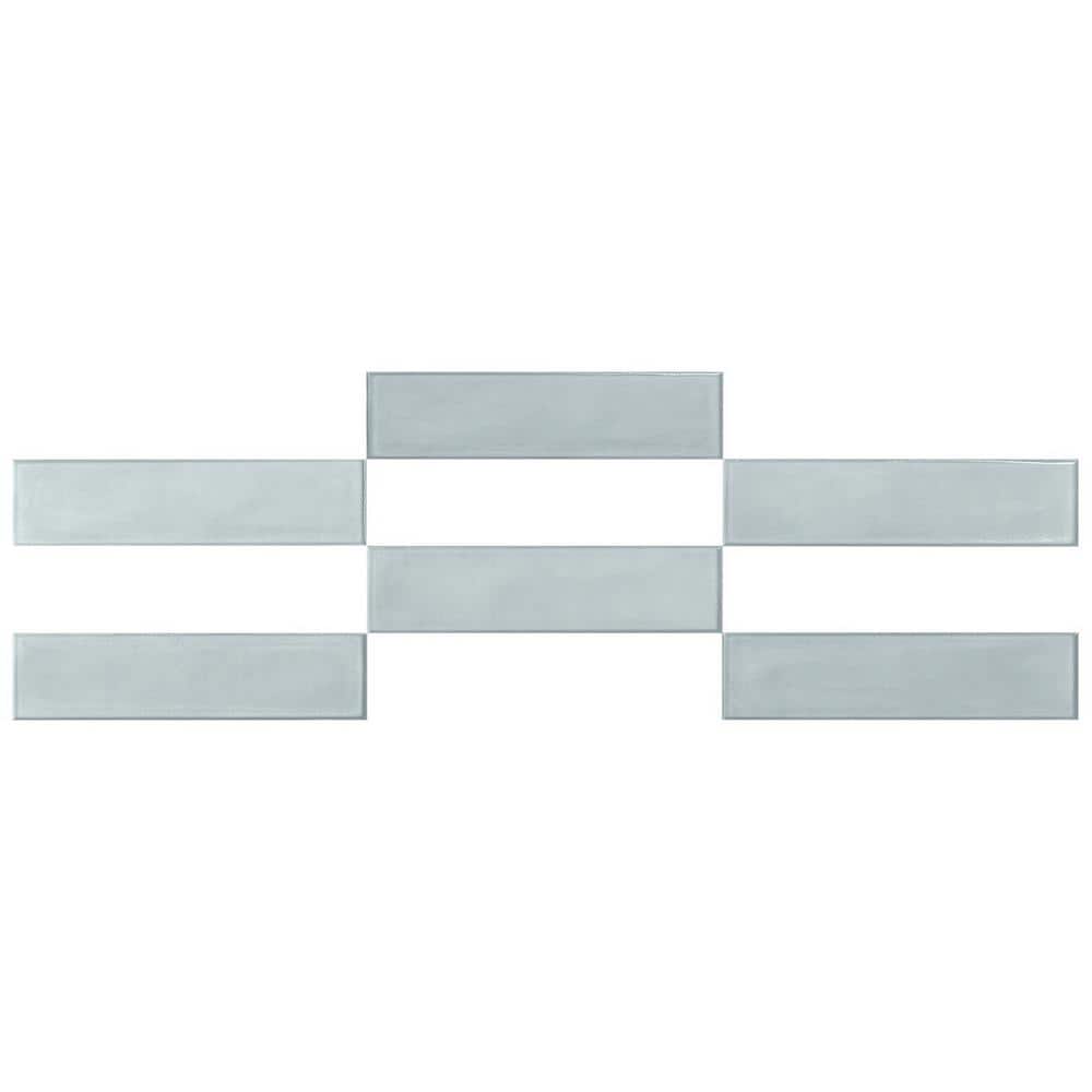 Azure Polished Porcelain Subway Wall Tile 3.93 x 15.74 in