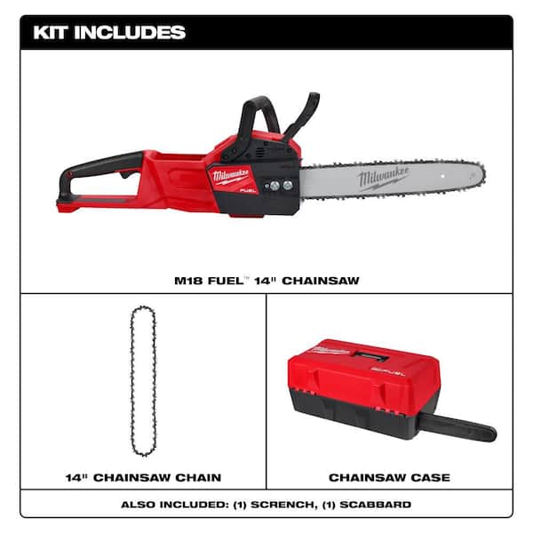 M18 FUEL 14 in. 18-Volt Lithium-Ion Brushless Cordless Chainsaw with 14 in. Chainsaw Chain & Case
