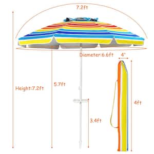 7.2 ft. Steel Tilt Beach Umbrella with Sand Anchor in Multi-Color