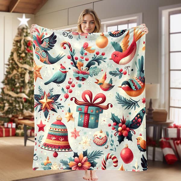 Christmas Blanket Holiday Xmas Gift 60 in. x 80 in. Microfiber Fleece Blanket-IMG 5