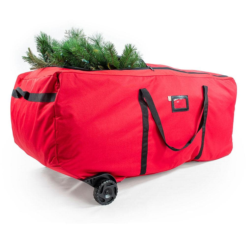Red Wheeled Duffel Christmas Tree Storage Bag for 9 ft Trees