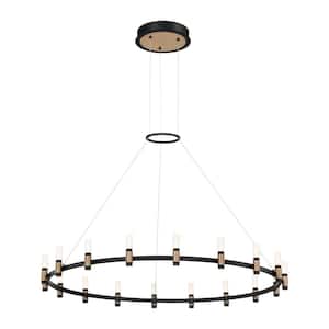 Albany Integrated LED Deep Black/Brass Chandelier with Acrylic Shade