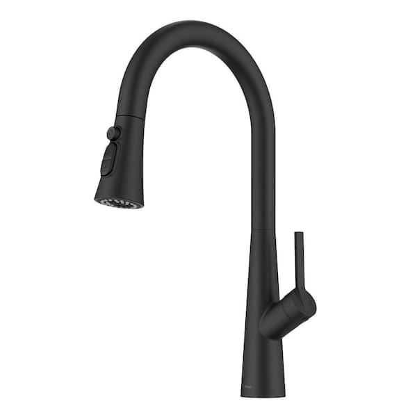Odelia 4-FunctionSingle HandlePull Down Kitchen FaucetwithCleanSweep Blade Spray in Matte Black