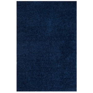 Athens Shag Navy 6 ft. x 9 ft. Solid Area Rug