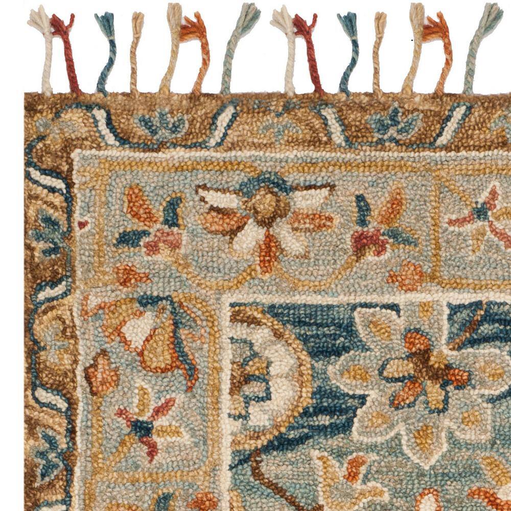 Handmade Gray Floral Tufted Wool Square Area Rug