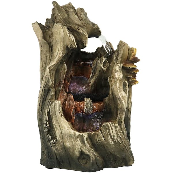 Sunnydaze Decor 14 in. Cascading Caves Tabletop Waterfall Fountain with LED Lights
