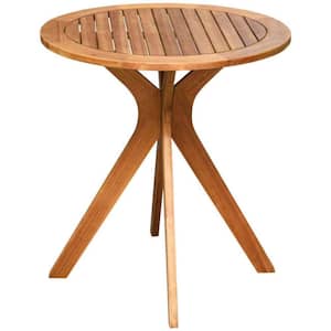 27 in. Round Solid Wood Outdoor Coffee Side Table