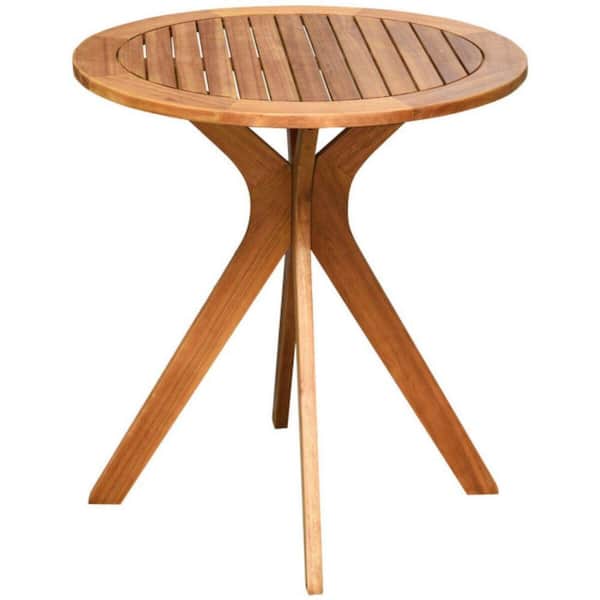 Alpulon 27 in. Round Solid Wood Outdoor Coffee Side Table