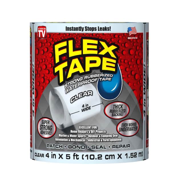 FLEX SEAL FAMILY OF PRODUCTS Flex Tape Clear 4 in. x 5 ft. Strong Rubberized Waterproof Tape