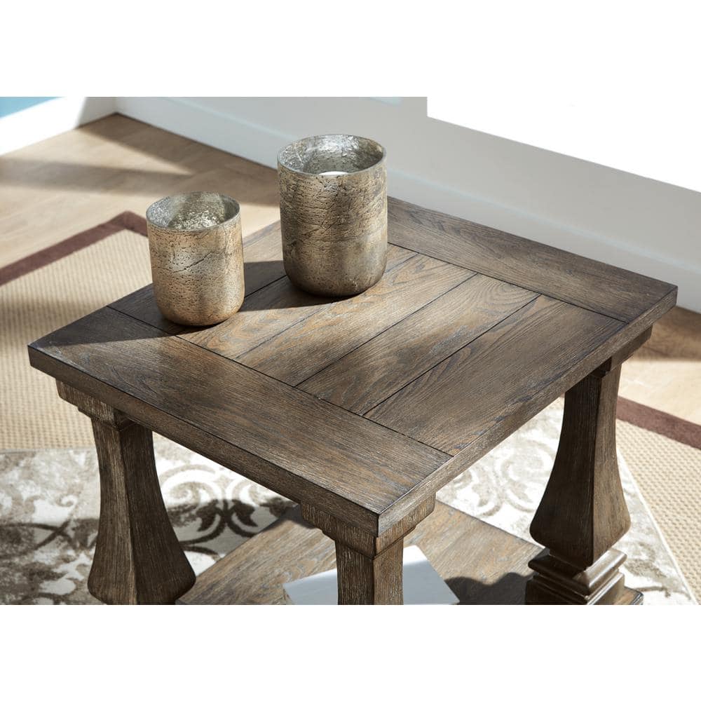 Heavenly Hued Distressed Weathered Gray Square End Table