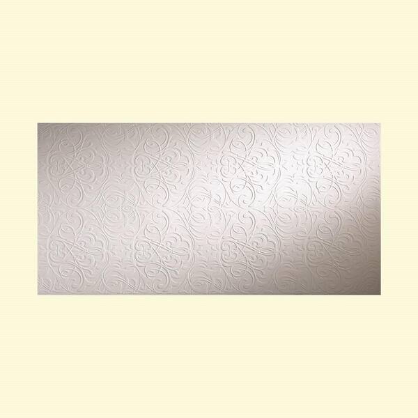 Fasade Damask 96 in. x 48 in. Decorative Wall Panel in Gloss White