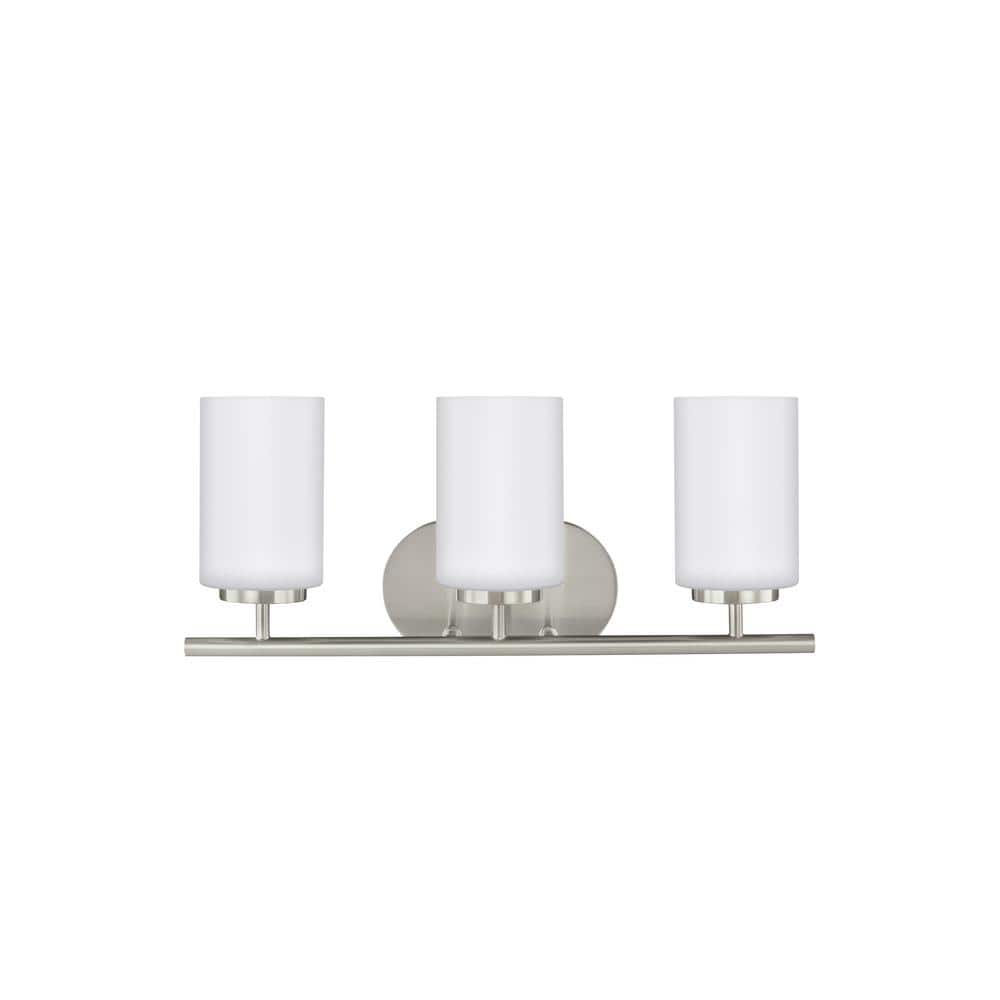 Oslo 20 in. 3-Light Brushed Nickel Transitional Contemporary Wall Bathroom Vanity Light with Opal Etched Glass Shades price history on PriceWatchPro
