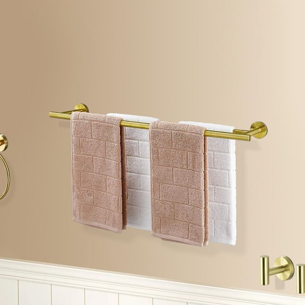 1-Pack 23.6 in. Wall Mounted Towel Bar in Brushed Gold