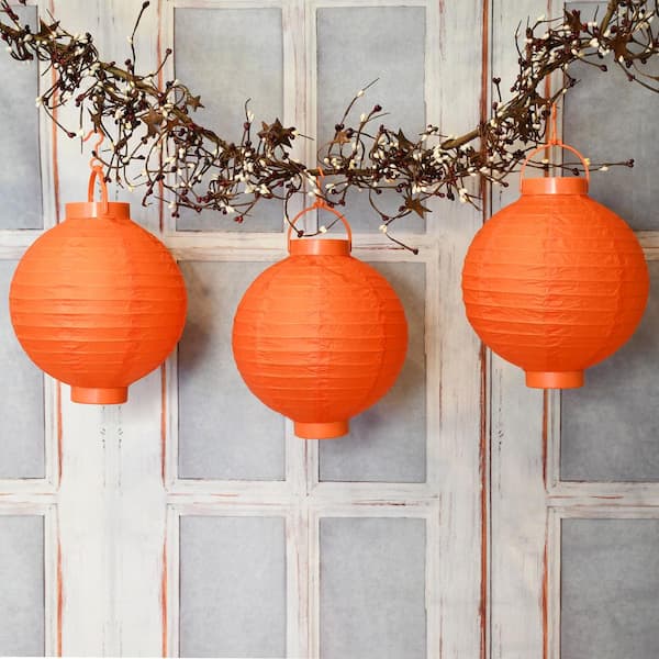 Lumabase Battery Operated Paper Lantern In Orange 3 Count 79203 The Home Depot