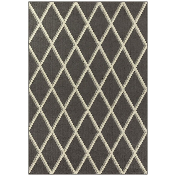 Unbranded Gray Polyester 5 ft. x 7 ft. Geometric Indoor Area Rug