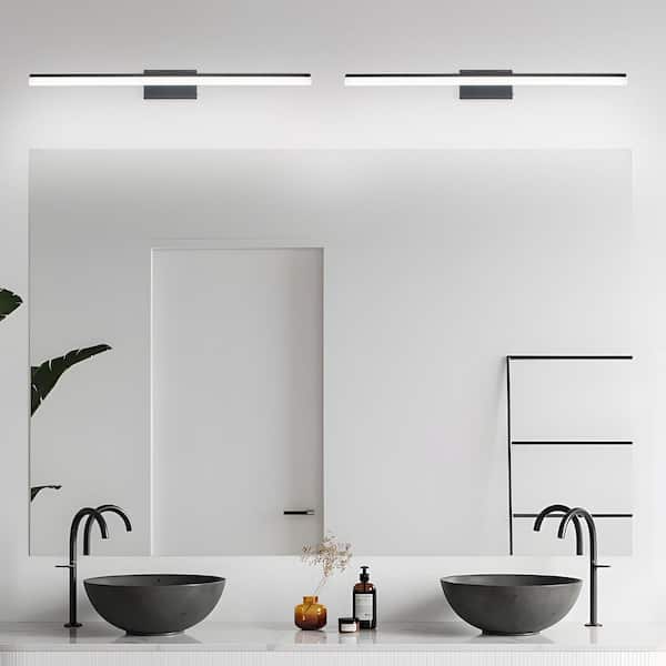 39 in. Integrated LED Black Bathroom Vanity Light Bar with Acrylic Shade and 5CCT