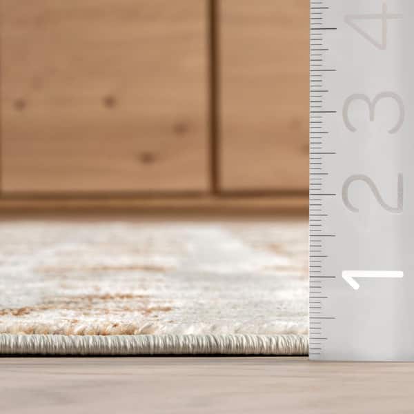 Lafayette Abstract Striped Beige 4 ft. x 6 ft. Indoor/Outdoor Patio Rug