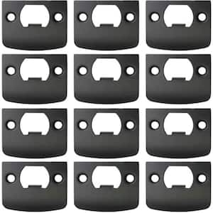 12-Pack Stainless Steel Black Deadbolt Strike Plate for Door Reinforcement